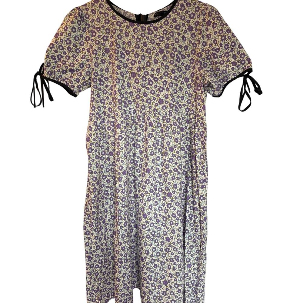 Lavender Floral Casual Dress With Dark Gothic Details Wednesday Adams Vibes XL